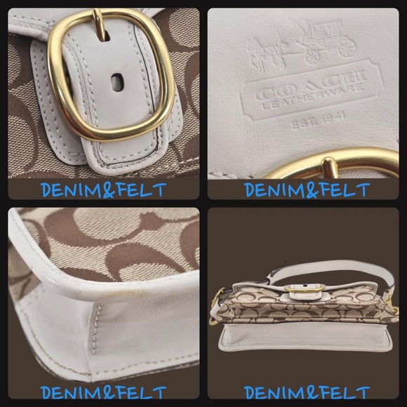 COACH Brown/White Monogram Canvas/Leather Signature Shoulder/Cross Body Bag 👜👜 - Picture 16 of 16
